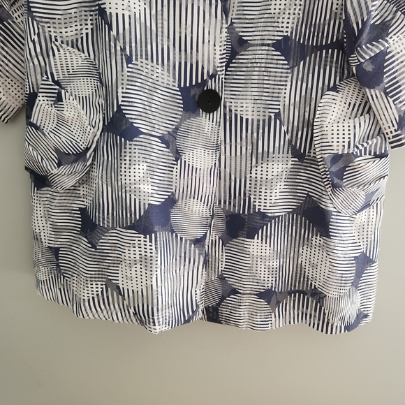 Damee Inc. Blue and White Circle Patterned Sheer Jacket - Picture 3 of 13